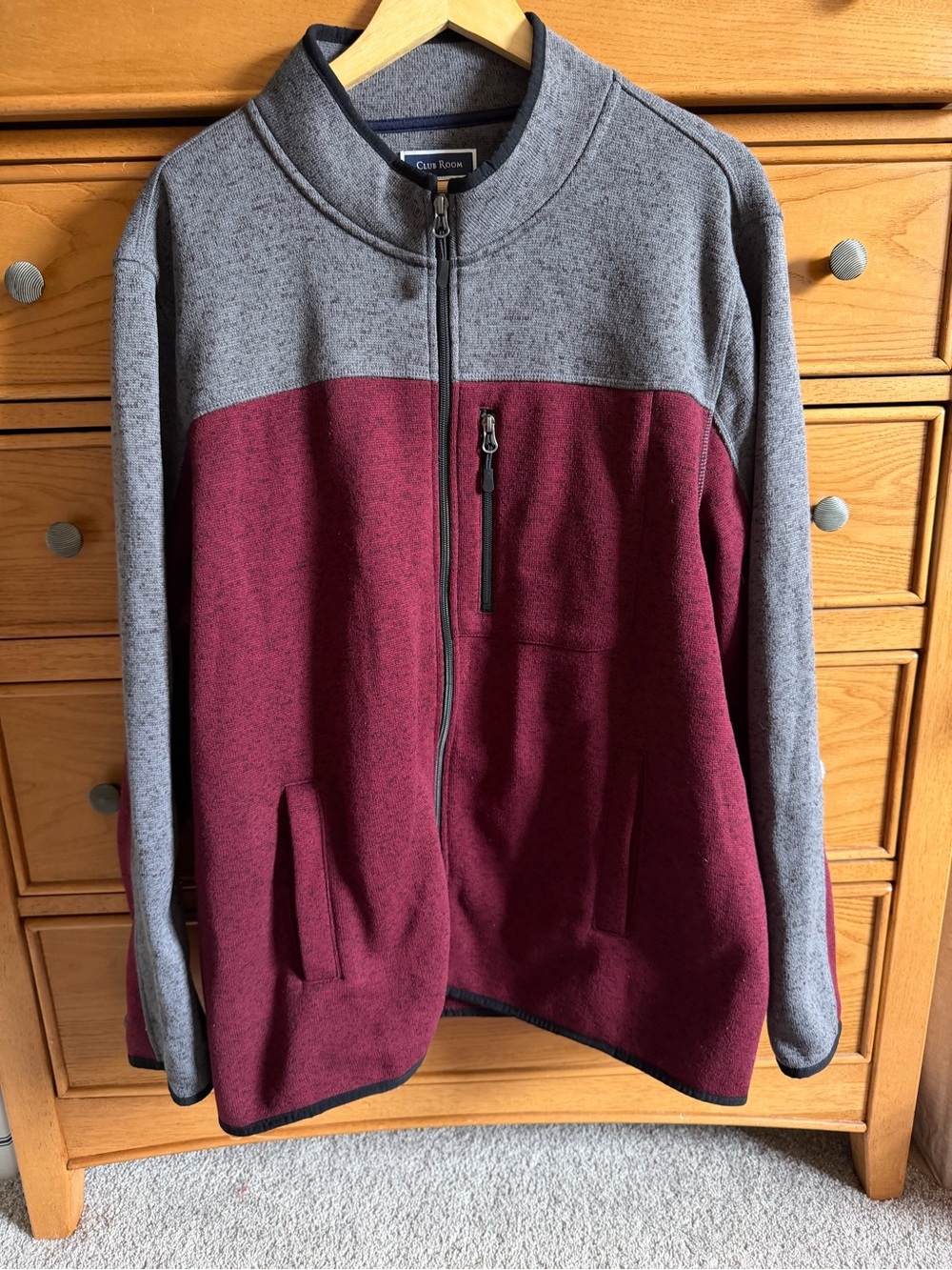 Club Room Mens Full Zip Colorblock Mock Neck Fleece Jacket Size XXL Activewear